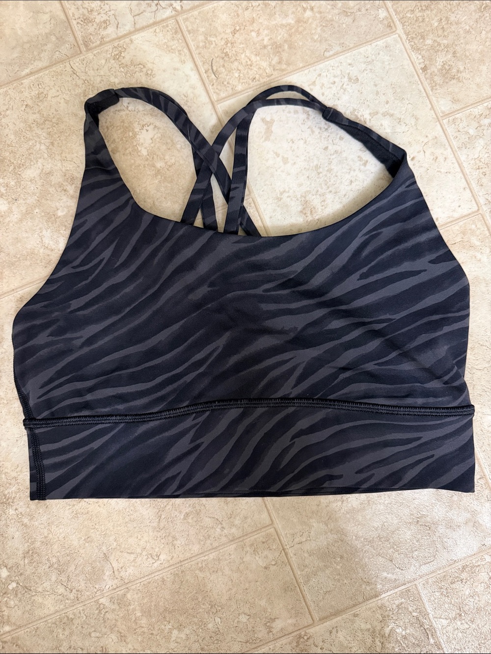 lululemon athletica Black Zebra-Print Strappy Sports Bra
